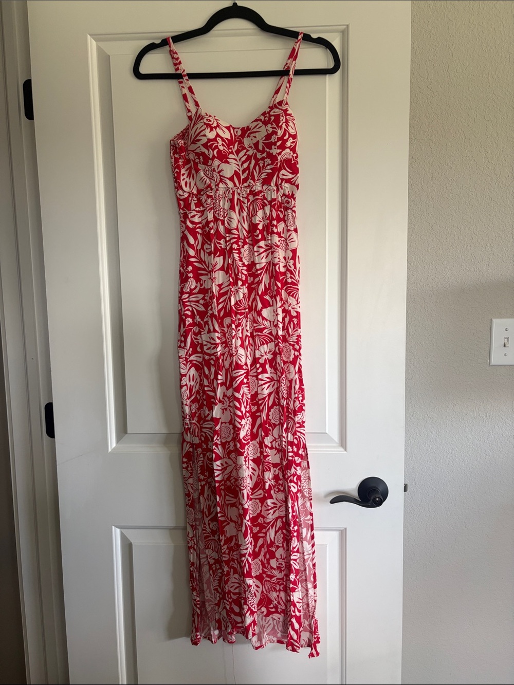 Lily Rose Red and White Slit Front Floral Maxi Dress